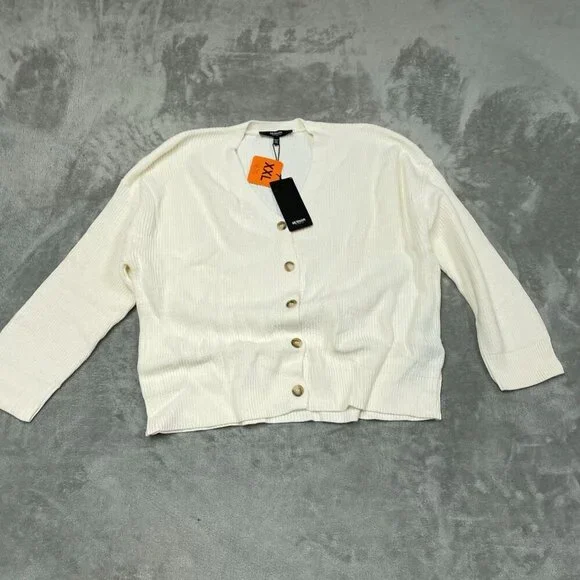 Hudson Cotton Buttondown Cardigan XXL White NWT 6531 - Picture 2 of 8